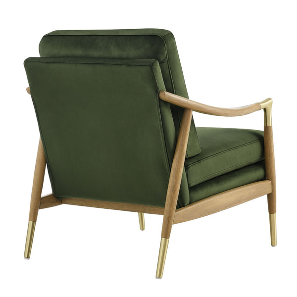 Modway Furniture Langford Plush Performance Velvet Accent Armchair – Mid-Century Modern Design for Stylish Comfort Moss Green Walnut EEI-7056-MOG-WAL