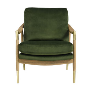 Modway Furniture Langford Plush Performance Velvet Accent Armchair – Mid-Century Modern Design for Stylish Comfort Moss Green Walnut EEI-7056-MOG-WAL