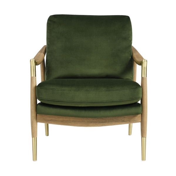 Modway Furniture Langford Plush Performance Velvet Accent Armchair – Mid-Century Modern Design for Stylish Comfort Moss Green Walnut EEI-7056-MOG-WAL