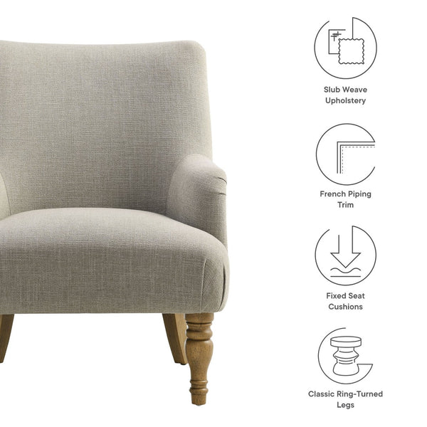 Modway Furniture Ellington Fabric Upholstered Accent Armchair – Classic Comfort with Timeless Elegance for Any Space Linen EEI-7057-LIN