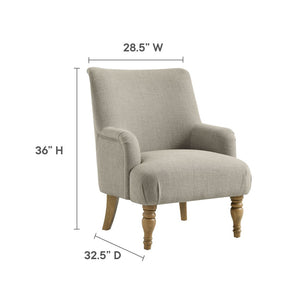 Modway Furniture Ellington Fabric Upholstered Accent Armchair – Classic Comfort with Timeless Elegance for Any Space Linen EEI-7057-LIN