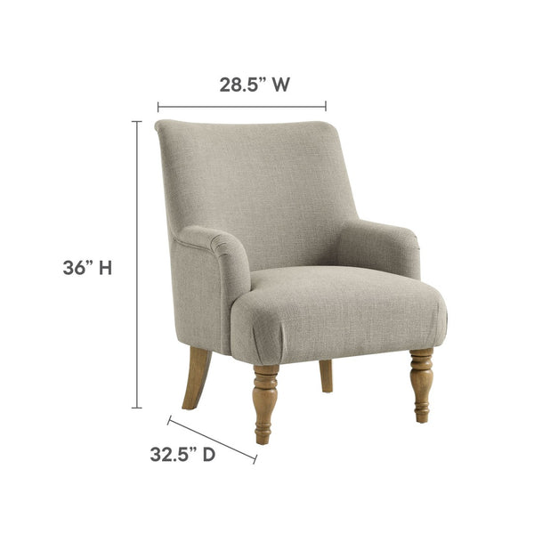 Modway Furniture Ellington Fabric Upholstered Accent Armchair – Classic Comfort with Timeless Elegance for Any Space Linen EEI-7057-LIN