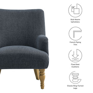Modway Furniture Ellington Fabric Upholstered Accent Armchair – Classic Comfort with Timeless Elegance for Any Space Slate Blue EEI-7057-SLB