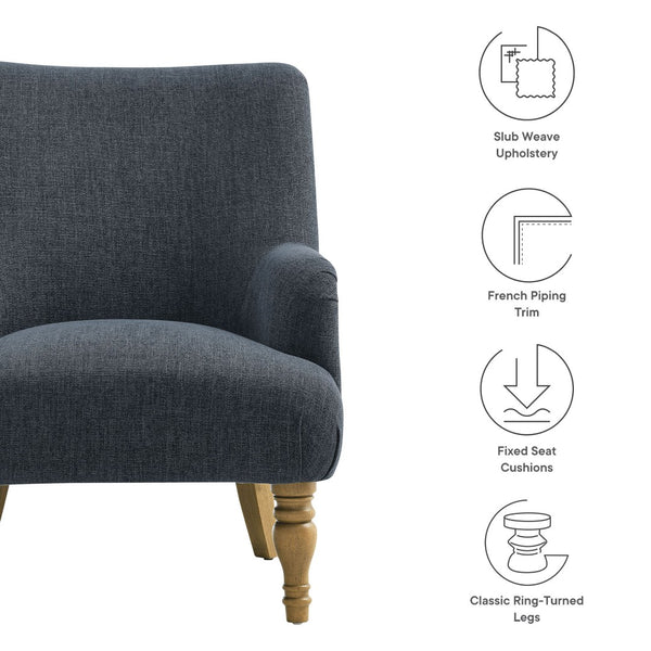 Modway Furniture Ellington Fabric Upholstered Accent Armchair – Classic Comfort with Timeless Elegance for Any Space Slate Blue EEI-7057-SLB