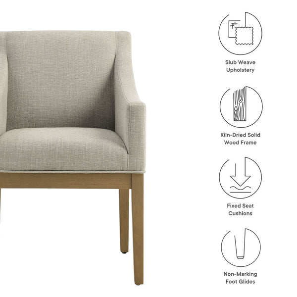 Modway Furniture Alton Fabric Upholstered Dining Armchair – Modern Comfort for Dining Rooms & Living Spaces Linen Natural EEI-7058-LIN-NAT