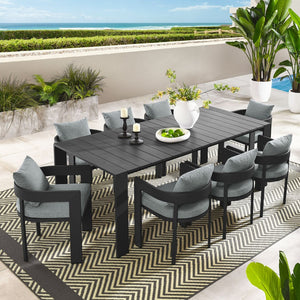 Modway Furniture Tahoe 9-Piece Modern Aluminum Outdoor Dining Set for Stylish Patios, Decks, and Poolside Gatherings Gray Gray EEI-7059-GRY-GRY-SET