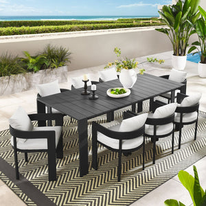 Modway Furniture Tahoe 9-Piece Modern Aluminum Outdoor Dining Set for Stylish Patios, Decks, and Poolside Gatherings Gray White EEI-7059-GRY-WHI-SET
