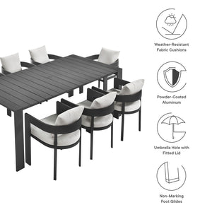 Modway Furniture Tahoe 9-Piece Modern Aluminum Outdoor Dining Set for Stylish Patios, Decks, and Poolside Gatherings Gray White EEI-7059-GRY-WHI-SET