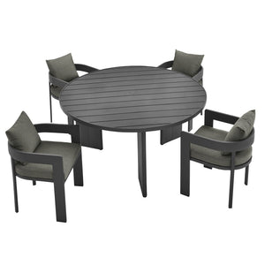 Modway Furniture Tahoe 5-Piece Outdoor Aluminum Dining Set - Stylish, Durable, Weather-Resistant for Everyday Use Gray Charcoal EEI-7060-GRY-CHA-SET