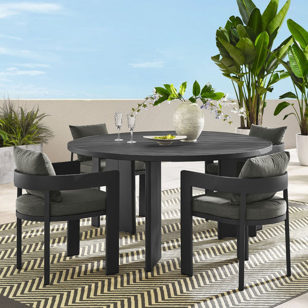 Modway Furniture Tahoe 5-Piece Outdoor Aluminum Dining Set - Stylish, Durable, Weather-Resistant for Everyday Use Gray Charcoal EEI-7060-GRY-CHA-SET
