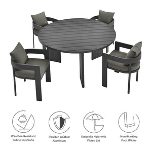 Modway Furniture Tahoe 5-Piece Outdoor Aluminum Dining Set - Stylish, Durable, Weather-Resistant for Everyday Use Gray Charcoal EEI-7060-GRY-CHA-SET