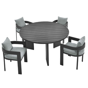 Modway Furniture Tahoe 5-Piece Outdoor Aluminum Dining Set - Stylish, Durable, Weather-Resistant for Everyday Use Gray Gray EEI-7060-GRY-GRY-SET