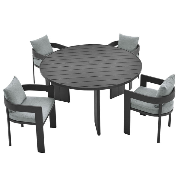 Modway Furniture Tahoe 5-Piece Outdoor Aluminum Dining Set - Stylish, Durable, Weather-Resistant for Everyday Use Gray Gray EEI-7060-GRY-GRY-SET