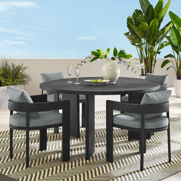 Modway Furniture Tahoe 5-Piece Outdoor Aluminum Dining Set - Stylish, Durable, Weather-Resistant for Everyday Use Gray Gray EEI-7060-GRY-GRY-SET