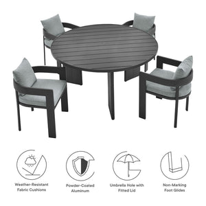 Modway Furniture Tahoe 5-Piece Outdoor Aluminum Dining Set - Stylish, Durable, Weather-Resistant for Everyday Use Gray Gray EEI-7060-GRY-GRY-SET