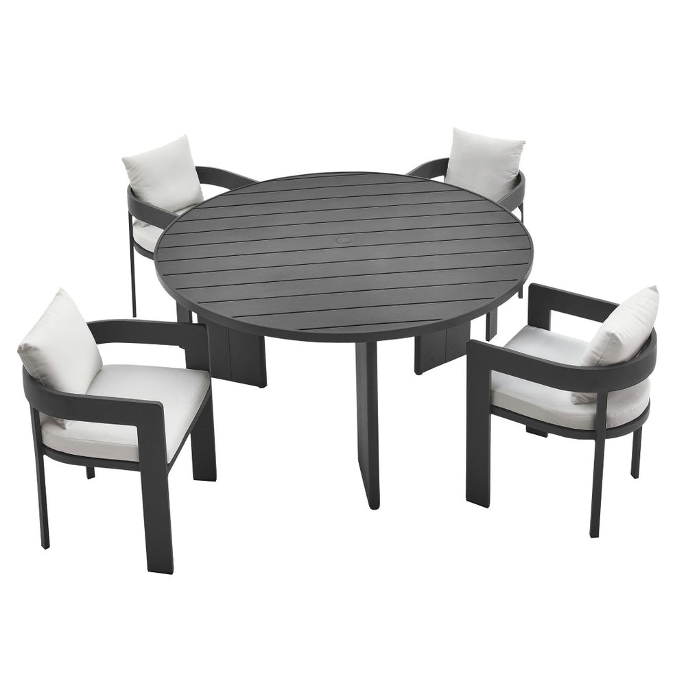 Modway Furniture Tahoe 5-Piece Outdoor Aluminum Dining Set - Stylish, Durable, Weather-Resistant for Everyday Use Gray White EEI-7060-GRY-WHI-SET