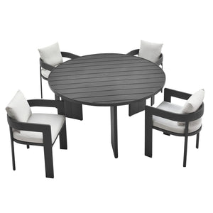 Modway Furniture Tahoe 5-Piece Outdoor Aluminum Dining Set - Stylish, Durable, Weather-Resistant for Everyday Use Gray White EEI-7060-GRY-WHI-SET