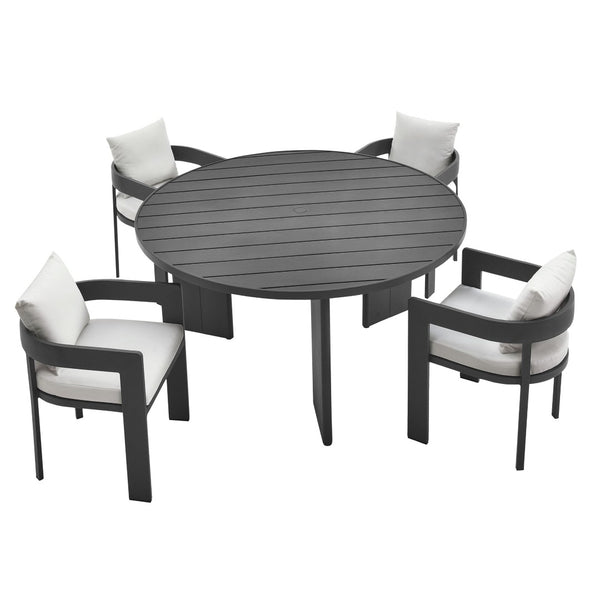 Modway Furniture Tahoe 5-Piece Outdoor Aluminum Dining Set - Stylish, Durable, Weather-Resistant for Everyday Use Gray White EEI-7060-GRY-WHI-SET