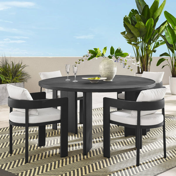 Modway Furniture Tahoe 5-Piece Outdoor Aluminum Dining Set - Stylish, Durable, Weather-Resistant for Everyday Use Gray White EEI-7060-GRY-WHI-SET