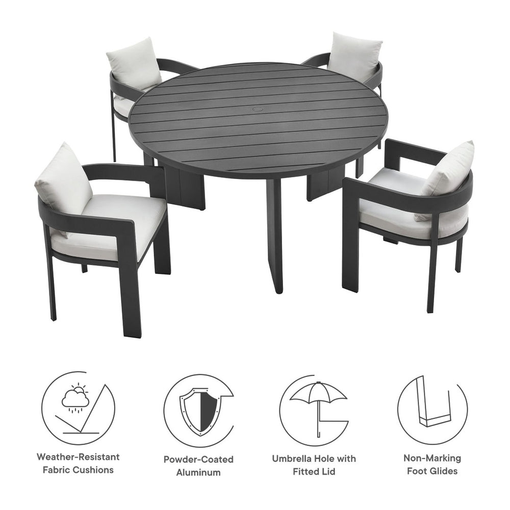 Modway Furniture Tahoe 5-Piece Outdoor Aluminum Dining Set - Stylish, Durable, Weather-Resistant for Everyday Use Gray White EEI-7060-GRY-WHI-SET