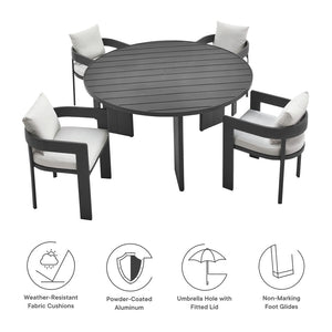Modway Furniture Tahoe 5-Piece Outdoor Aluminum Dining Set - Stylish, Durable, Weather-Resistant for Everyday Use Gray White EEI-7060-GRY-WHI-SET