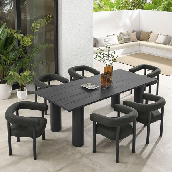 Modway Furniture Nautica 7-Piece Aluminum Patio Dining Set with Rectangular Table and Ergonomic Chairs for Outdoor Comfort Charcoal Graphite EEI-7062-CHA-GPH