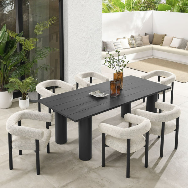 Modway Furniture Nautica 7-Piece Aluminum Patio Dining Set with Rectangular Table and Ergonomic Chairs for Outdoor Comfort Ivory Graphite EEI-7062-IVO-GPH