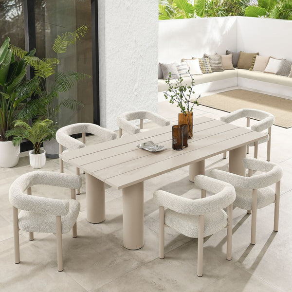 Modway Furniture Nautica 7-Piece Aluminum Patio Dining Set with Rectangular Table and Ergonomic Chairs for Outdoor Comfort Ivory Taupe EEI-7062-IVO-TAU