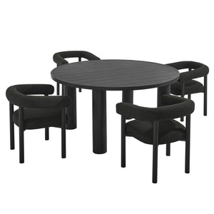 Modway Furniture Nautica 5-Piece Round Outdoor Patio Dining Set with Ergonomic Chairs for Ultimate Comfort and Style Charcoal Graphite EEI-7063-CHA-GPH