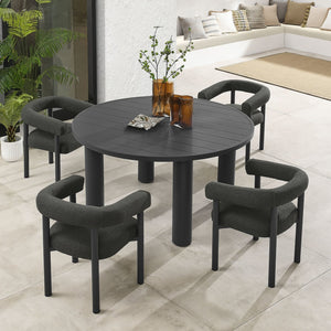 Modway Furniture Nautica 5-Piece Round Outdoor Patio Dining Set with Ergonomic Chairs for Ultimate Comfort and Style Charcoal Graphite EEI-7063-CHA-GPH