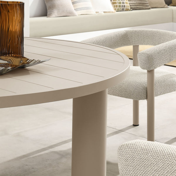 Modway Furniture Nautica 5-Piece Round Outdoor Patio Dining Set with Ergonomic Chairs for Ultimate Comfort and Style Ivory Taupe EEI-7063-IVO-TAU