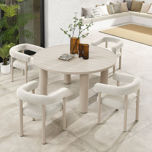 Modway Furniture Nautica 5-Piece Round Outdoor Patio Dining Set with Ergonomic Chairs for Ultimate Comfort and Style Ivory Taupe EEI-7063-IVO-TAU
