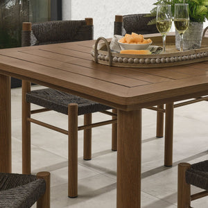 Modway Furniture Parkland 7-Piece Rectangular Outdoor Dining Set with Rattan Chairs - Stylish, Durable & Easy Care Walnut EEI-7064-WAL