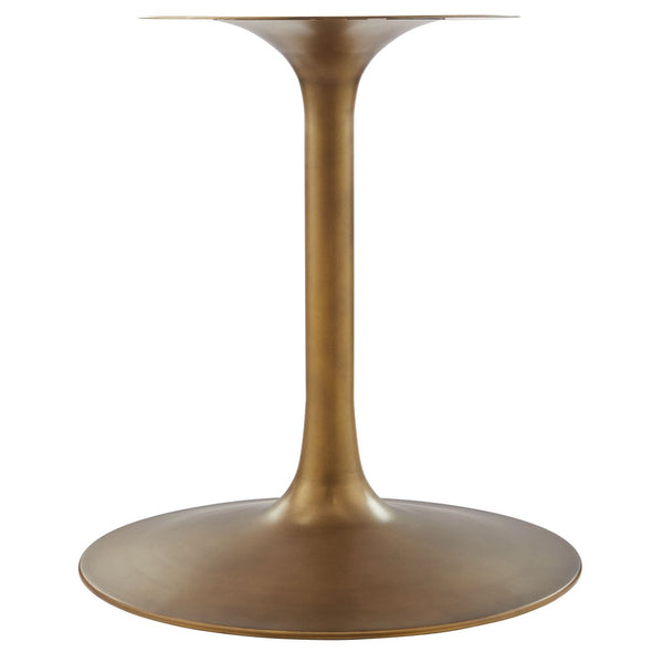 Modway Furniture Lippa 48" Round Pedestal Solid Mango Wood Dining Table with Modern Metal Base for Contemporary Spaces Brass Walnut EEI-7070-BRA-WAL