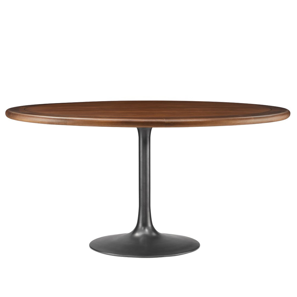 Modway Furniture Lippa 60" Round Solid Wood Dining Table - Modern Design with Sturdy Pedestal Base for Any Home Black Walnut EEI-7071-BLK-WAL