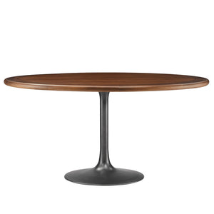 Modway Furniture Lippa 60" Round Solid Wood Dining Table - Modern Design with Sturdy Pedestal Base for Any Home Black Walnut EEI-7071-BLK-WAL