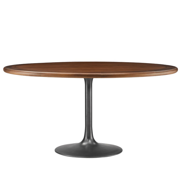 Modway Furniture Lippa 60" Round Solid Wood Dining Table - Modern Design with Sturdy Pedestal Base for Any Home Black Walnut EEI-7071-BLK-WAL