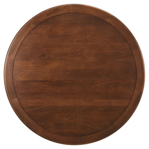 Modway Furniture Lippa 60" Round Solid Wood Dining Table - Modern Design with Sturdy Pedestal Base for Any Home Brass Walnut EEI-7071-BRA-WAL
