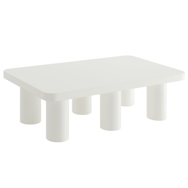 Modway Furniture Cleo 54" Rectangular Coffee Table - Modern Matte Design with Stylish Cylindrical Legs & Ample Space EEI-7072-WHI