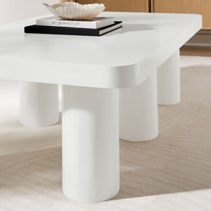 Modway Furniture Cleo 54" Rectangular Coffee Table - Modern Matte Design with Stylish Cylindrical Legs & Ample Space EEI-7072-WHI