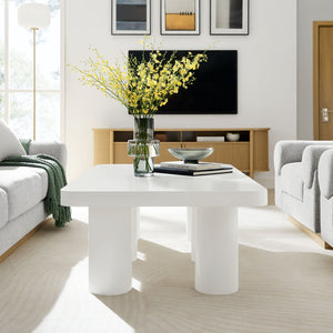 Modway Furniture Cleo 54" Rectangular Coffee Table - Modern Matte Design with Stylish Cylindrical Legs & Ample Space EEI-7072-WHI