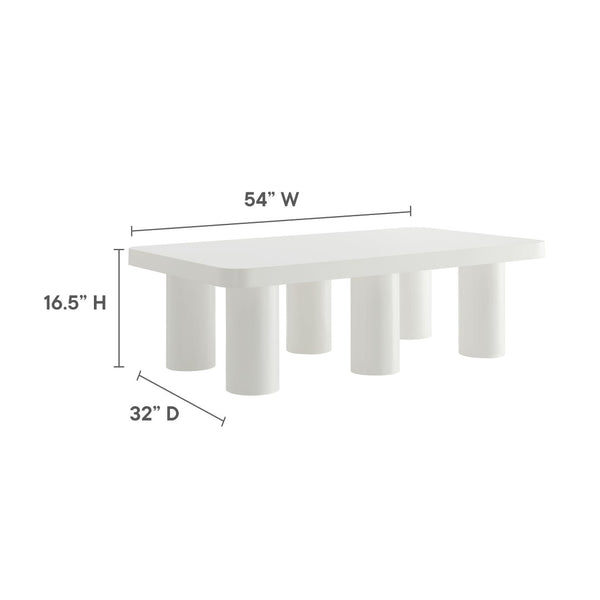 Modway Furniture Cleo 54" Rectangular Coffee Table - Modern Matte Design with Stylish Cylindrical Legs & Ample Space EEI-7072-WHI