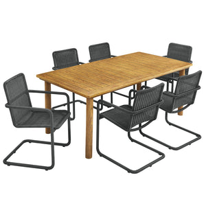 Modway Furniture Abacus 7-Piece Outdoor Patio Dining Set with Durable Aluminum Table & Stylish Rattan Armchairs Slate Natural EEI-7073-SLA-NAT