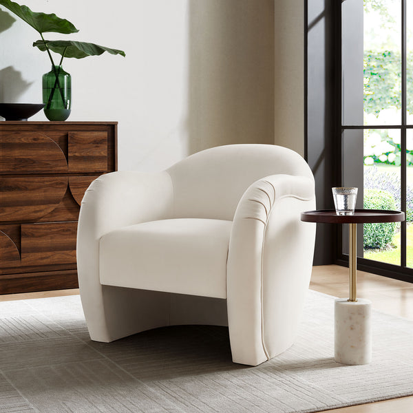 Modway Furniture Compose Elegant Performance Velvet Accent Chair – Stylish Barrel Design For Ultimate Comfort & Luxury White  Eei-7074-ala