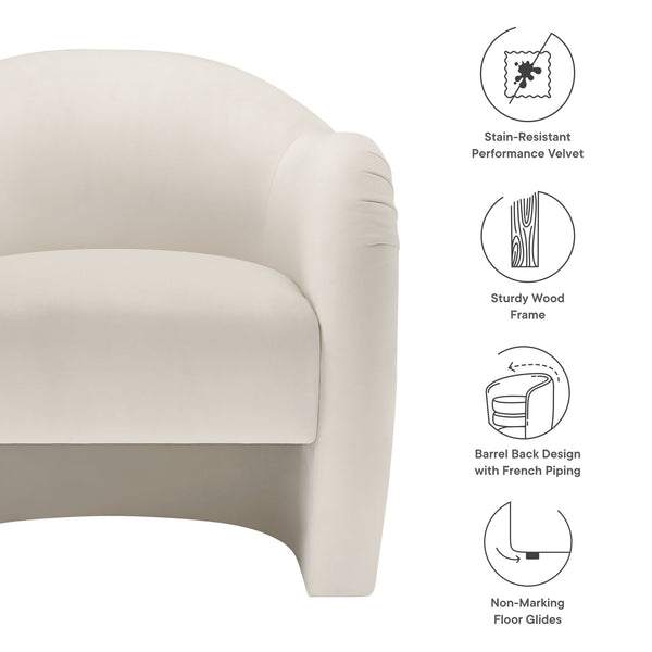 Modway Furniture Compose Elegant Performance Velvet Accent Chair – Stylish Barrel Design For Ultimate Comfort & Luxury White  Eei-7074-ala