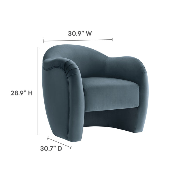 Modway Furniture Compose Elegant Performance Velvet Accent Chair – Stylish Barrel Design For Ultimate Comfort & Luxury Blue  Eei-7074-cab