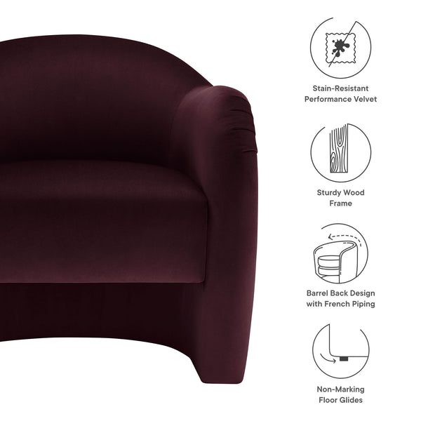 Modway Furniture Compose Elegant Performance Velvet Accent Chair – Stylish Barrel Design For Ultimate Comfort & Luxury Purple  Eei-7074-mul