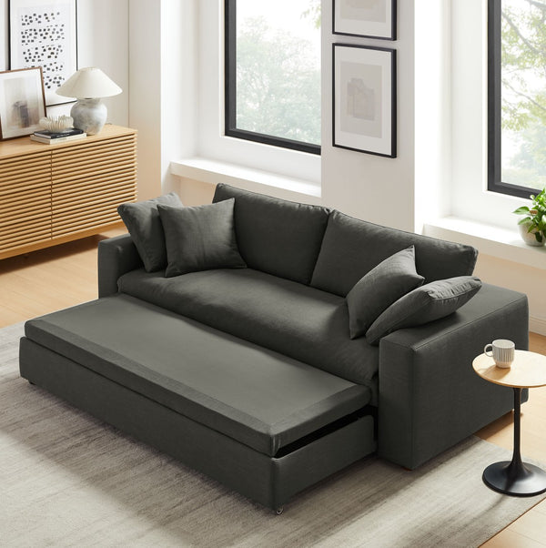 Modway Furniture Commix Down-Filled Overstuffed Sleeper Sofa - Luxurious Comfort with Modern Design and No Assembly Needed Gray EEI-7080-GRY