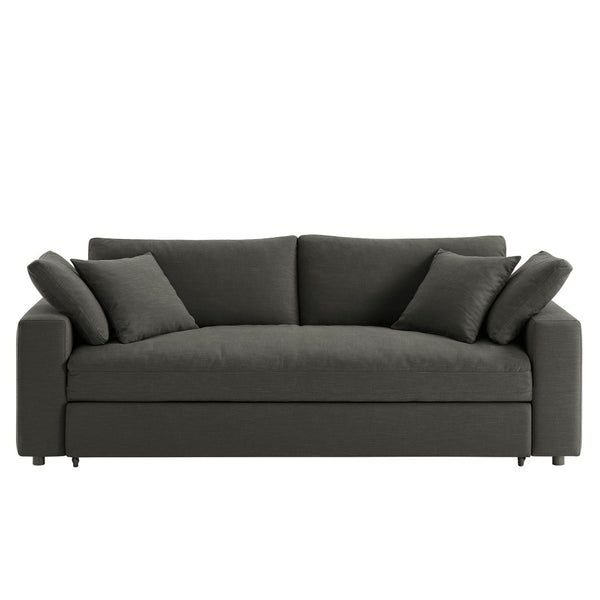 Modway Furniture Commix Down-Filled Overstuffed Sleeper Sofa - Luxurious Comfort with Modern Design and No Assembly Needed Gray EEI-7080-GRY