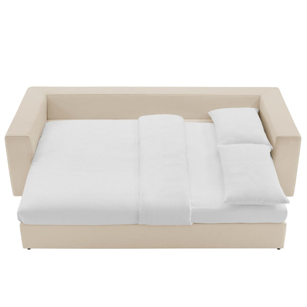 Modway Furniture Commix Down-Filled Overstuffed Sleeper Sofa - Luxurious Comfort with Modern Design and No Assembly Needed Light Beige EEI-7080-LBG